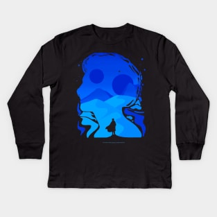 Paul Atreides on Arrakis, Double Exposure Minimalist Illustration Kids Long Sleeve T-Shirt